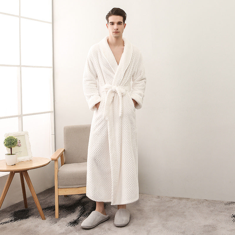 Winter Women Night Gown Couple Robe Men Bathrobe Ooho