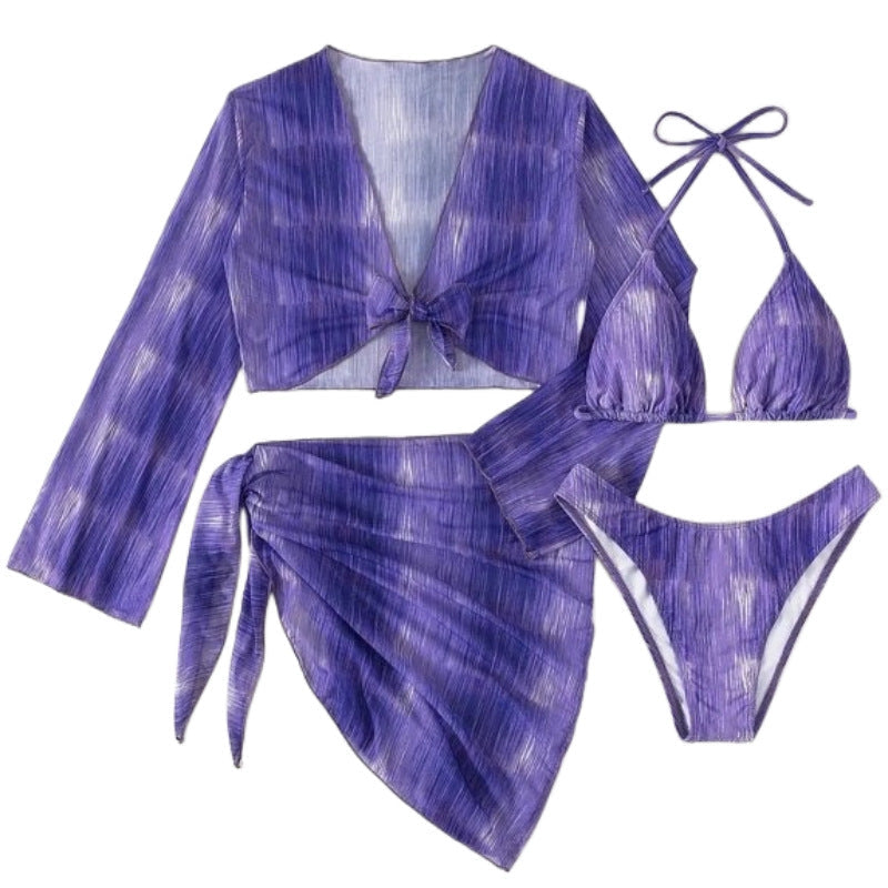 Swimsuit New 4 PCs Set Split Long Sleeve Bikini For Women Ooho