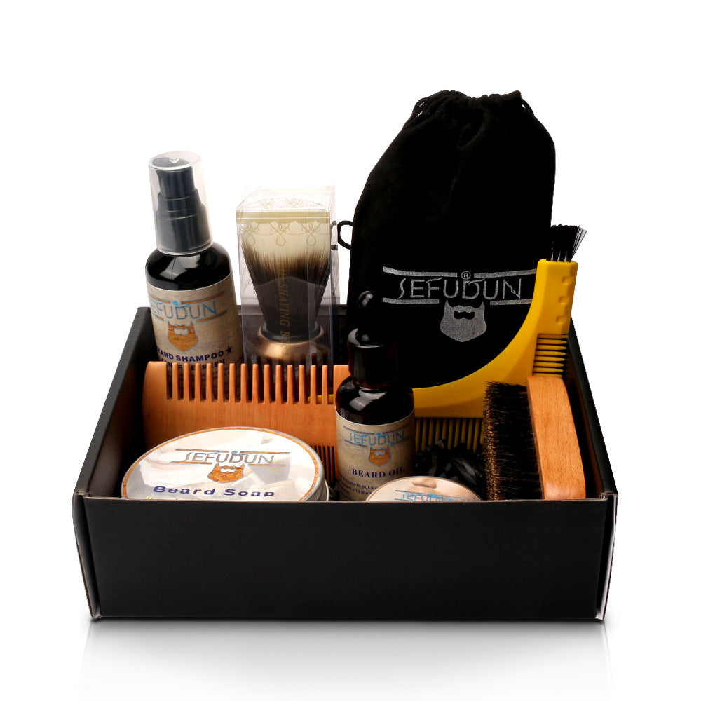 Men Barba Beard Kit Beard Care Set Styling Tool Styling Scissors Beard Oil Comb Moustache Balm Moisturizing Wax Ooho