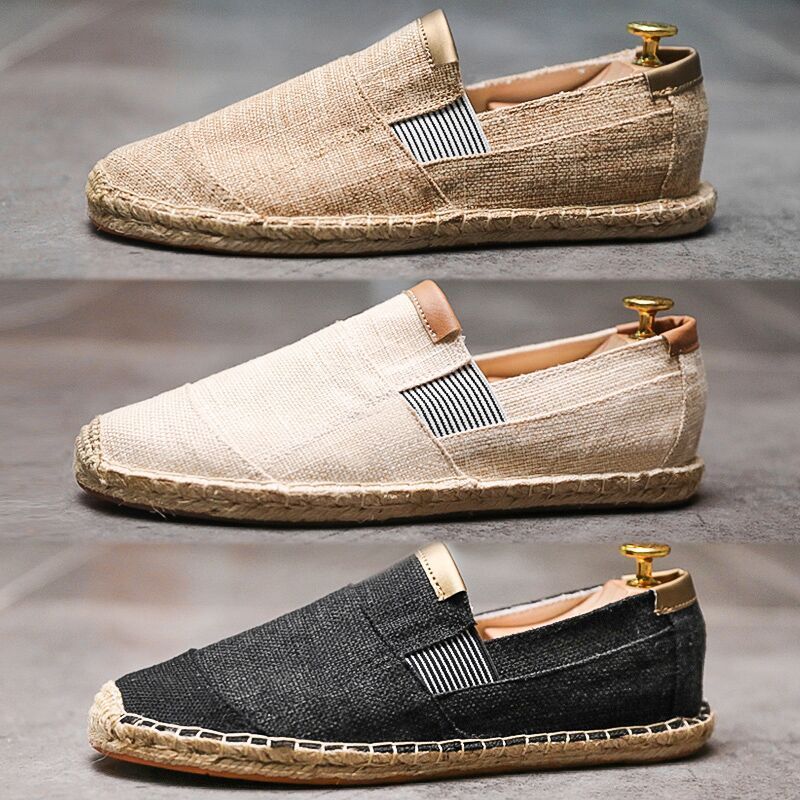 Handmade straw shoes canvas shoes Ooho
