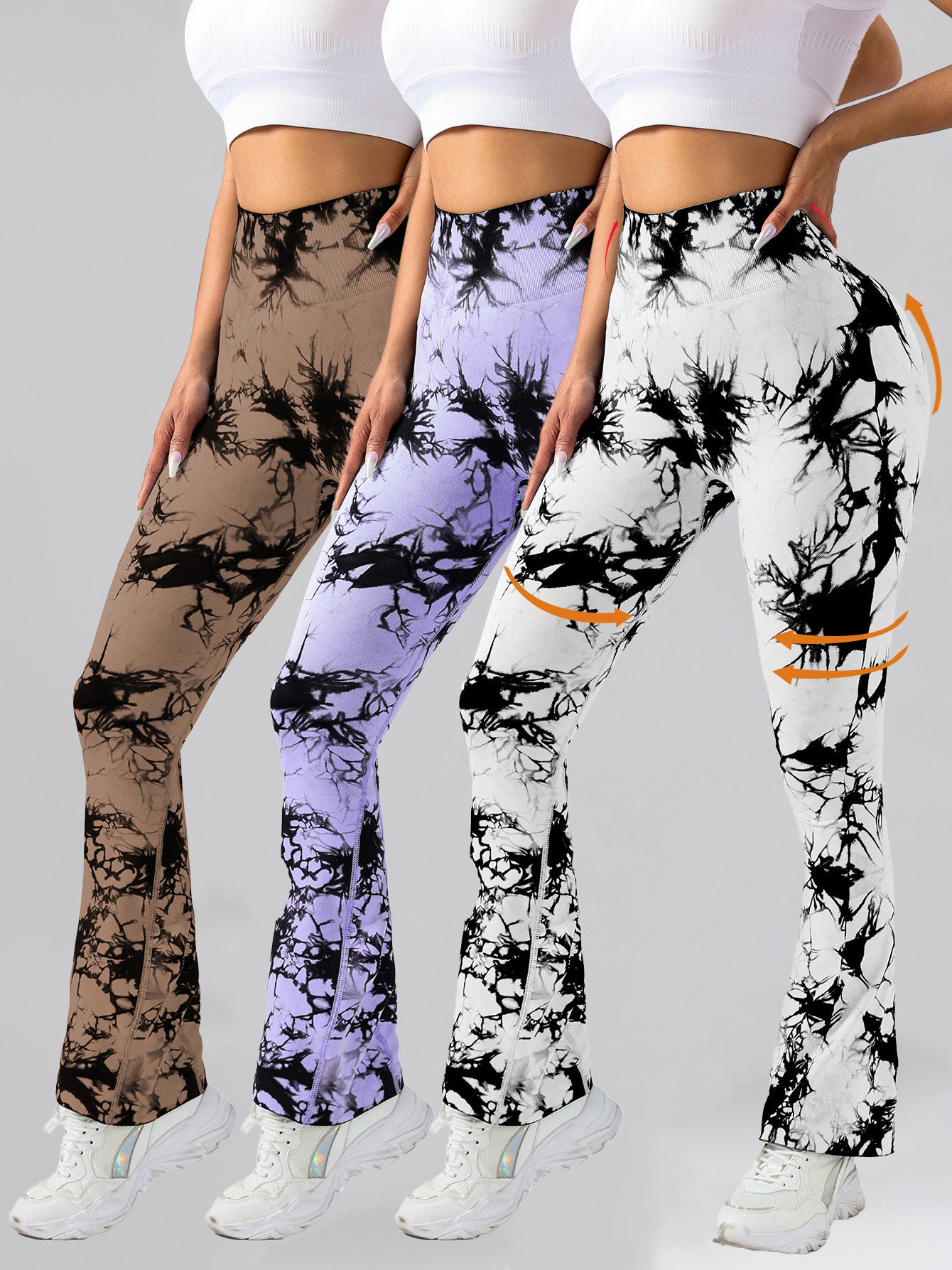 3-Pack Tie Dye Seamless High Waisted Leggings for Women – Scrunch Butt Lifting Yoga Gym Workout Athletic Pants