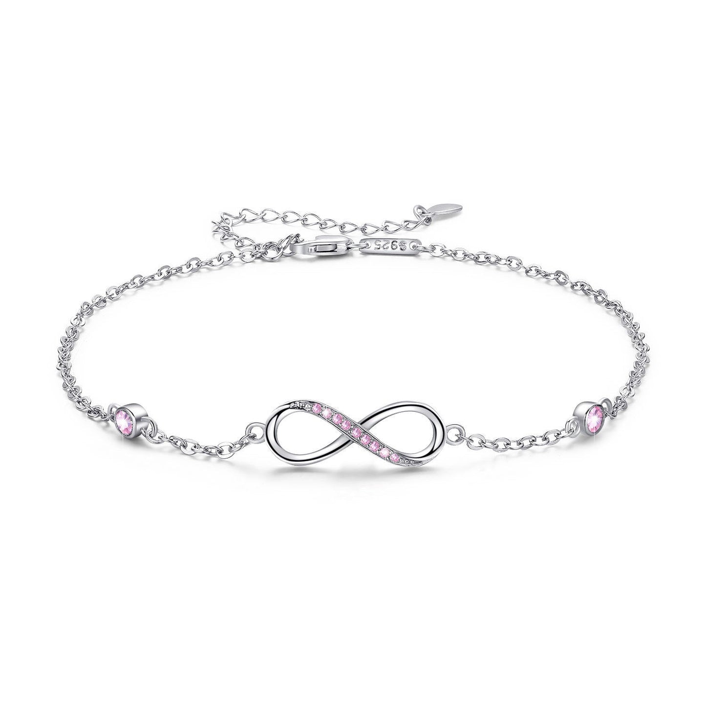 Sterling Silver Endless Love Symbol Anklet Charm Adjustable Chain Anklets For Women Ooho