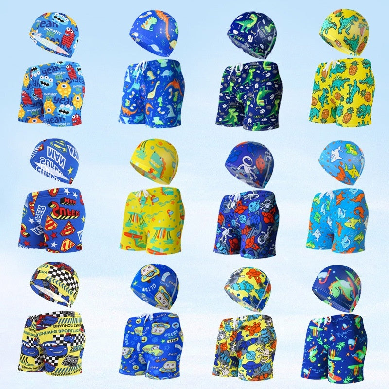 Children's Swimming Trunks Beach Vacation With Swimming Cap Suit Ooho