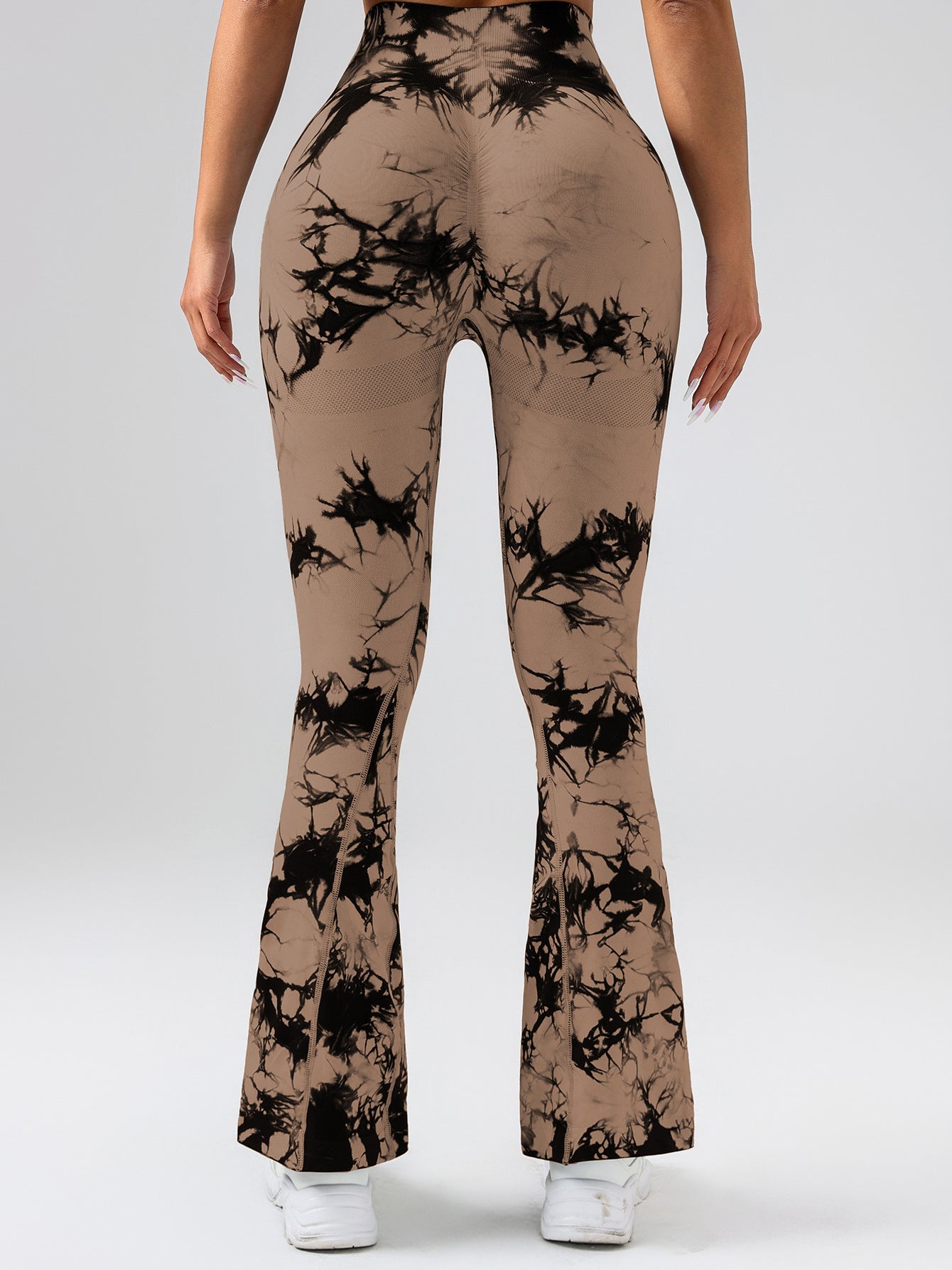 High-Waist Tummy Control Flare Yoga Pants for Women – Tie-Dye Slimming Bootcut Workout Leggings, Stretch Fitness Activewear Ooho