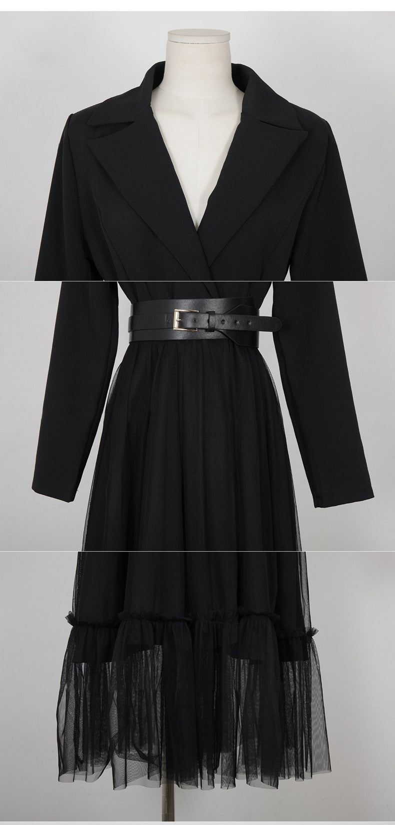 Fashionable Stitching A-Line Mesh Dress for Women | Elegant Sheer Party Dress Ooho