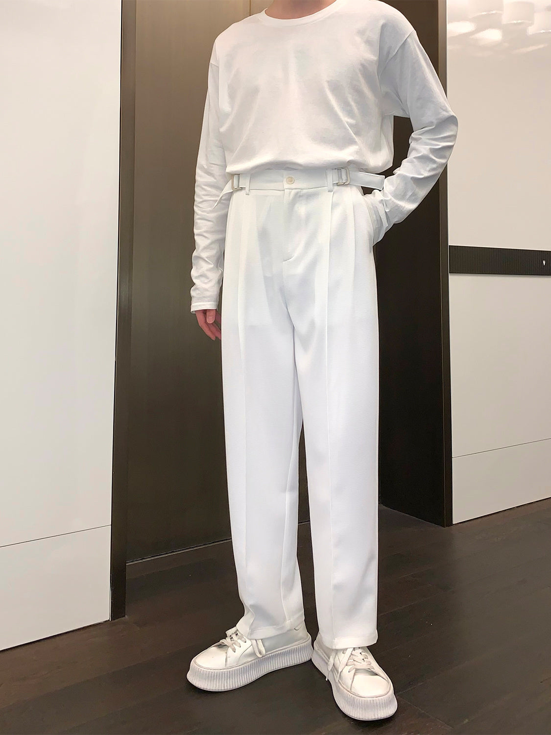 Non-iron Straight Suit Trousers Men Loose Casual Ooho