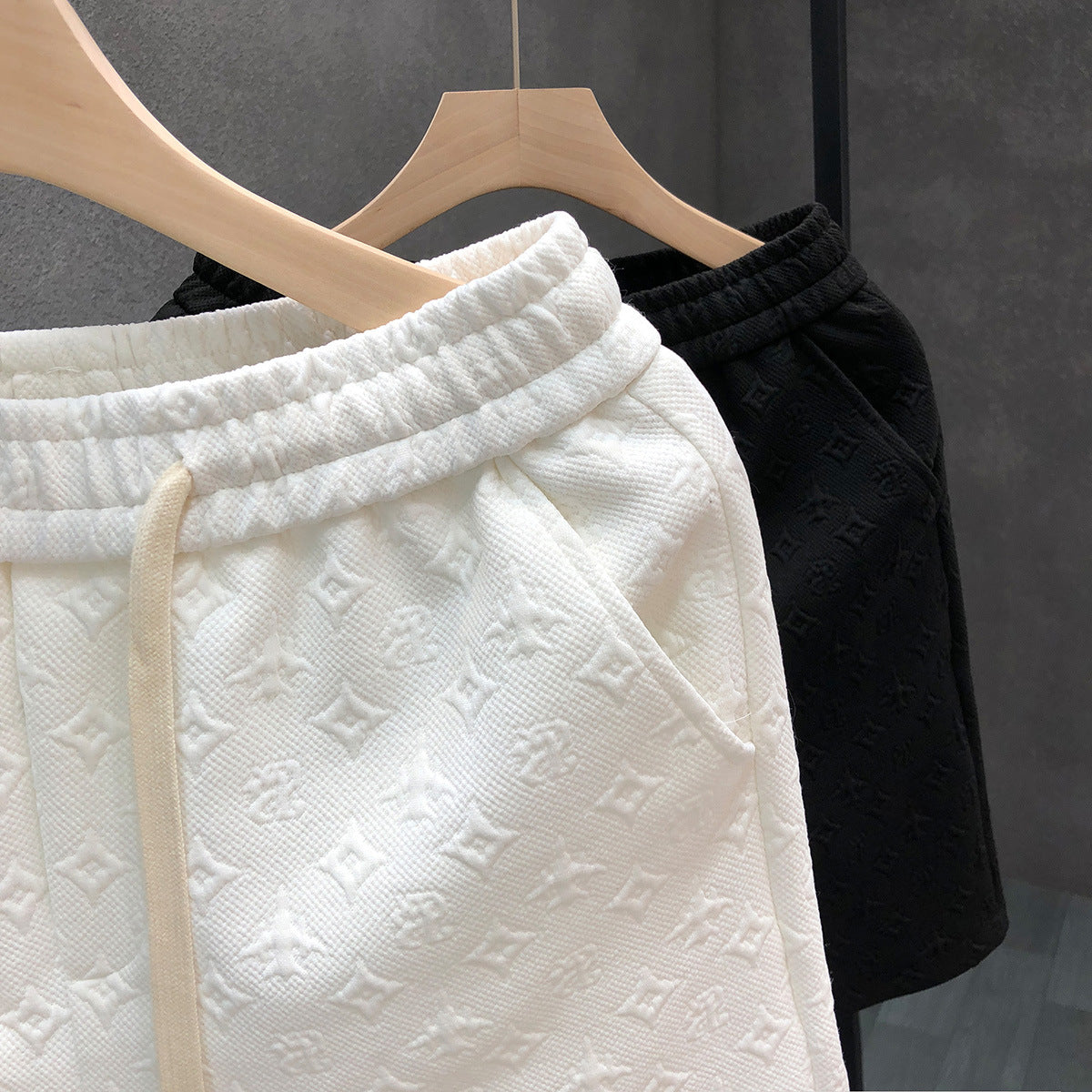 White Jacquard Shorts For Men Shorts Ooho