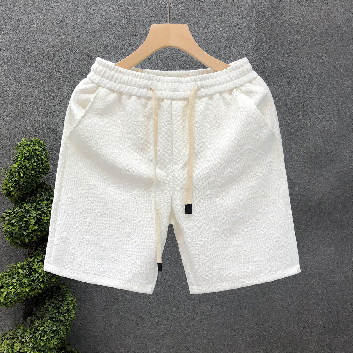 White Jacquard Shorts For Men Shorts Ooho