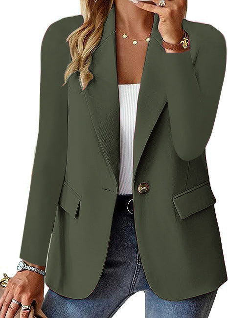 Fashion Casual Women Blazer | Long-sleeved Solid Color Cardigan Small Suit Jacket | Elegant Office Lady Outerwear
