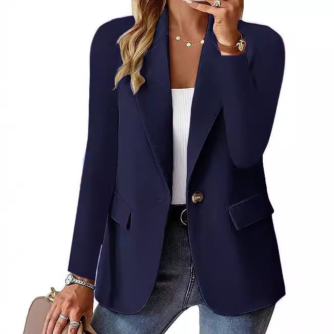 Fashion Casual Women Blazer | Long-sleeved Solid Color Cardigan Small Suit Jacket | Elegant Office Lady Outerwear