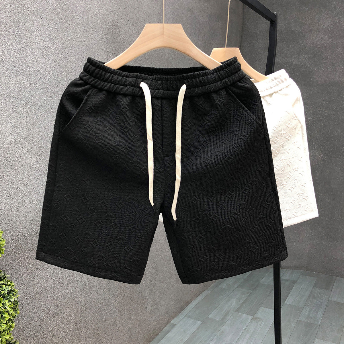 White Jacquard Shorts For Men Shorts Ooho