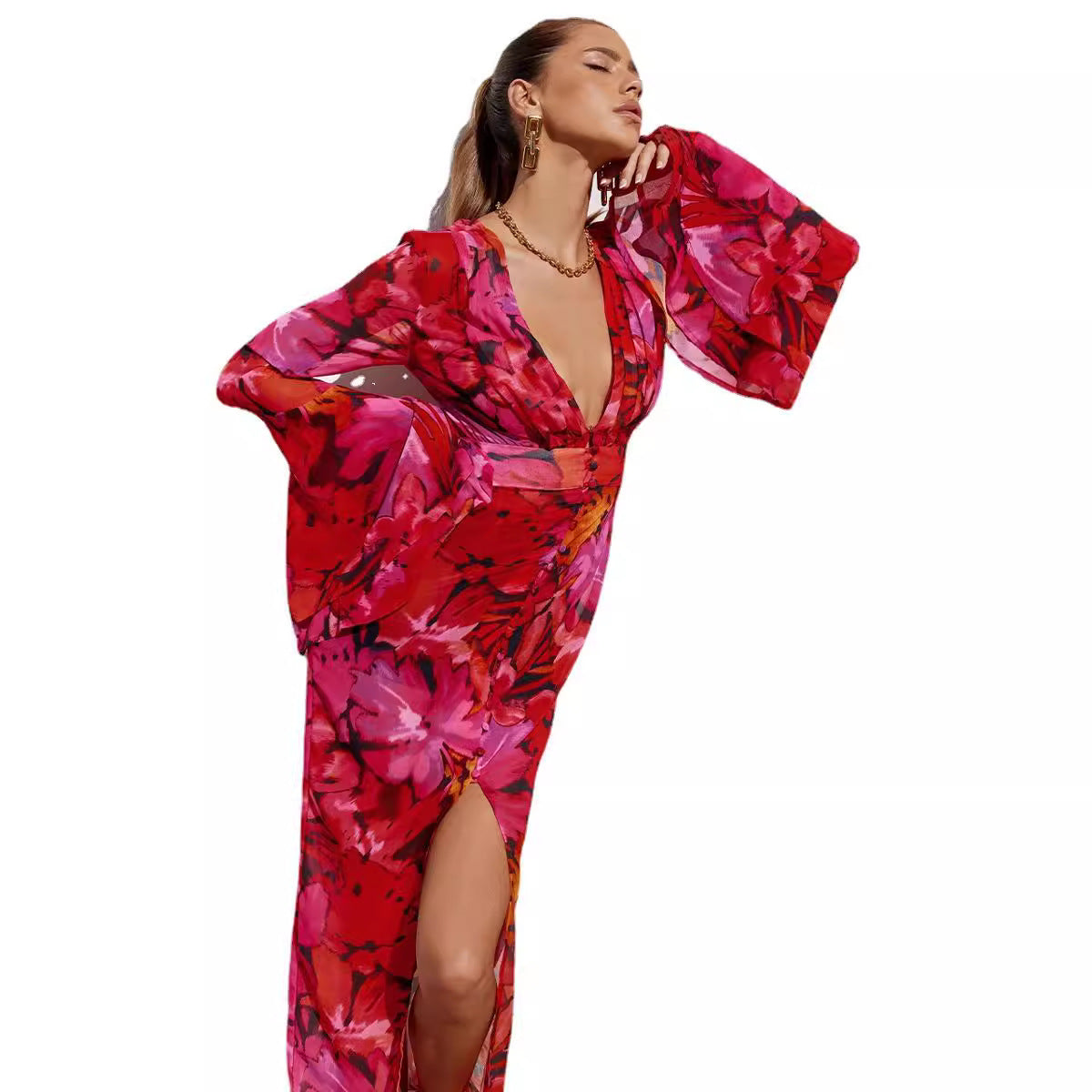 Women's Fashion Casual Flare Sleeve Dress | Elegant Loose Fit Day Dress Ooho
