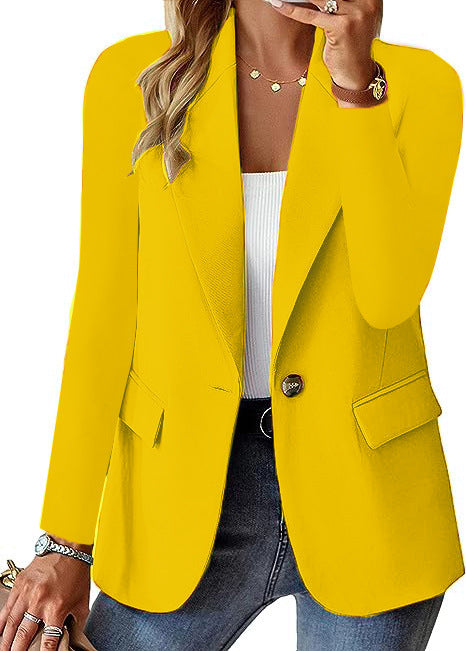 Fashion Casual Women Blazer | Long-sleeved Solid Color Cardigan Small Suit Jacket | Elegant Office Lady Outerwear