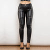 Women's Matte Black Smocked Leather Pants | Stylish Peach Fit Faux Leather Trousers