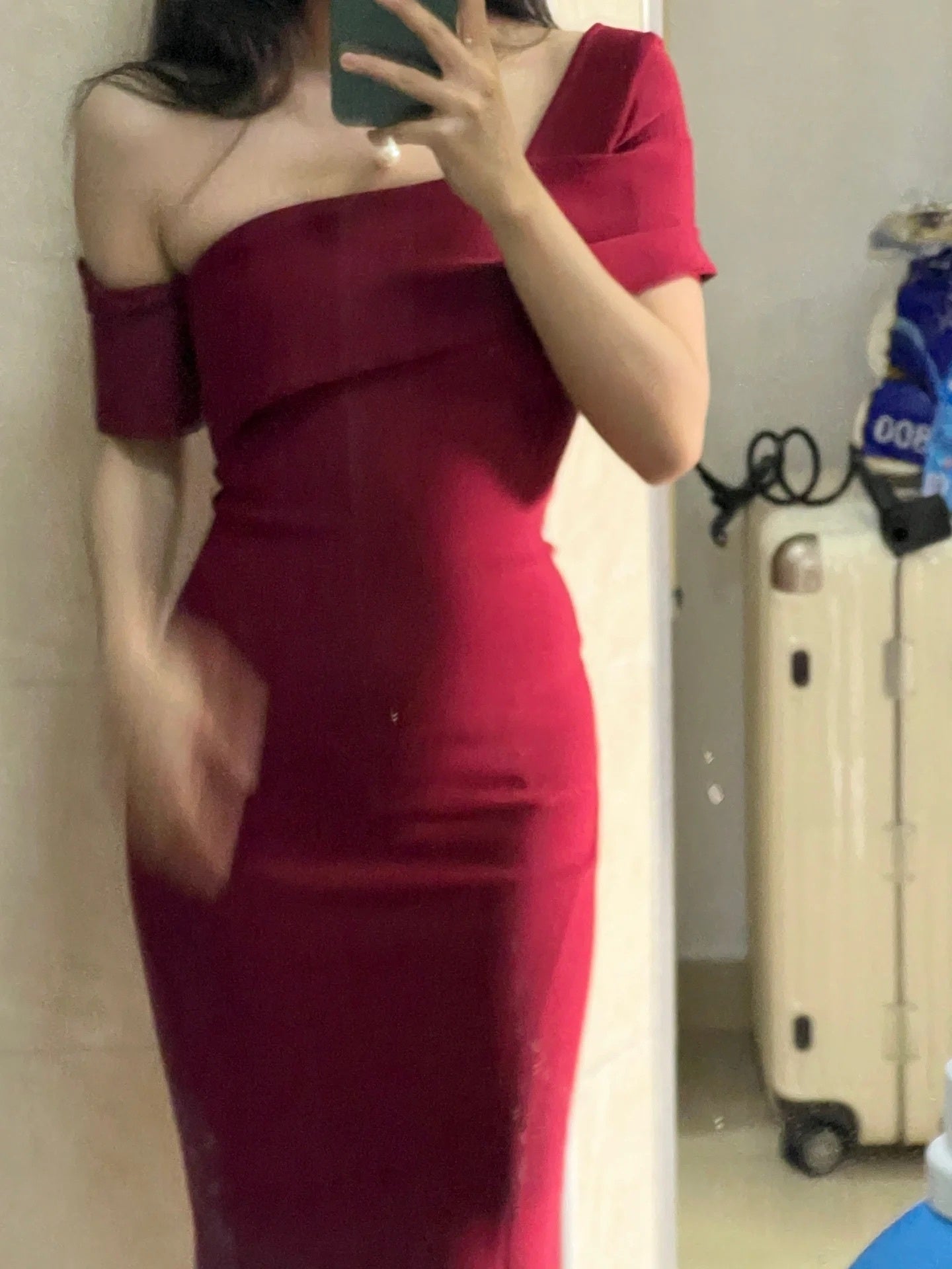 Elegant Red Dress for Women | Fashion Temperament Slim Fit Party Dress Ooho