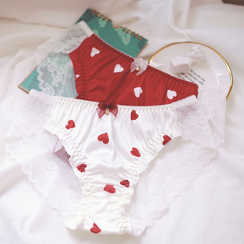 Panties For Women Lace Kawaii Sexy Lingerie Underwear Heart Print Gril Briefs Female Casual Ooho