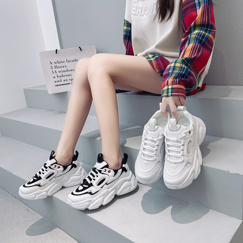 Women Sneakers Fashion Mesh Chunky Sneakers Casual Shoes Summer Comfortable Thick Sole White Dad Shoes Ooho