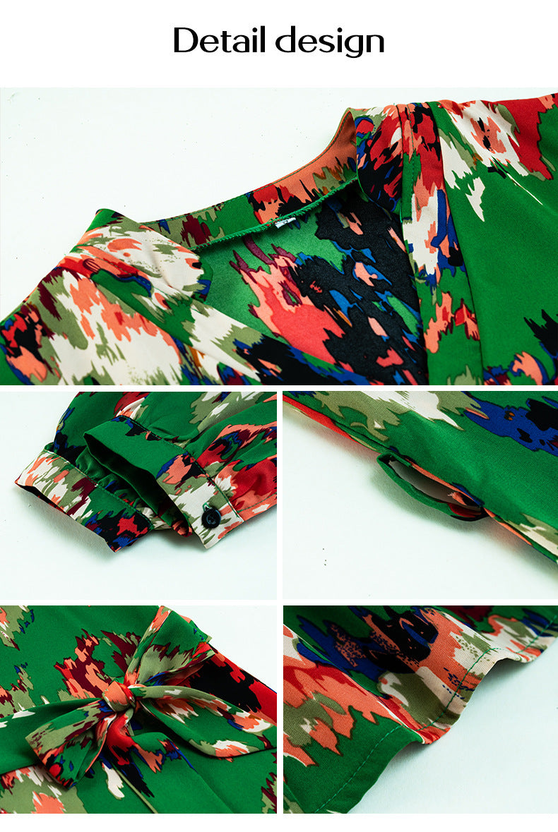 European & American Printed Shirt Dress for Women | Trendy Button-Up Dress Ooho