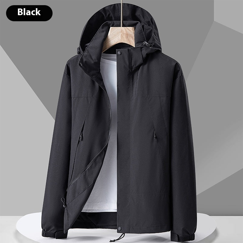 Hooded Windbreaker Unisex Fashion Colorblock Zip-up Jacket With Pockets Waterproof Outwear For Women Men Clothing Ooho