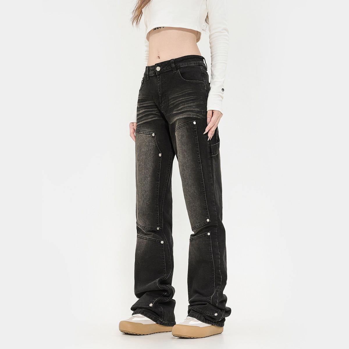 Women’s Washed High Street Vintage Skinny Jeans | Trendy Slim Fit Denim Pants Ooho