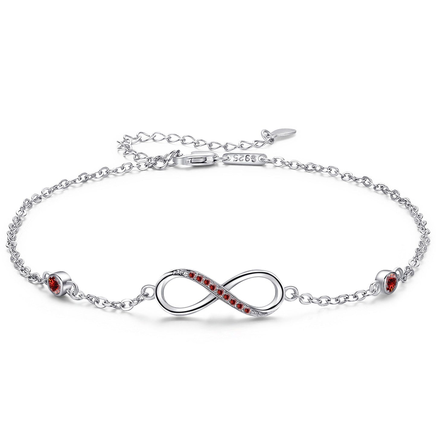 Sterling Silver Endless Love Symbol Anklet Charm Adjustable Chain Anklets For Women Ooho