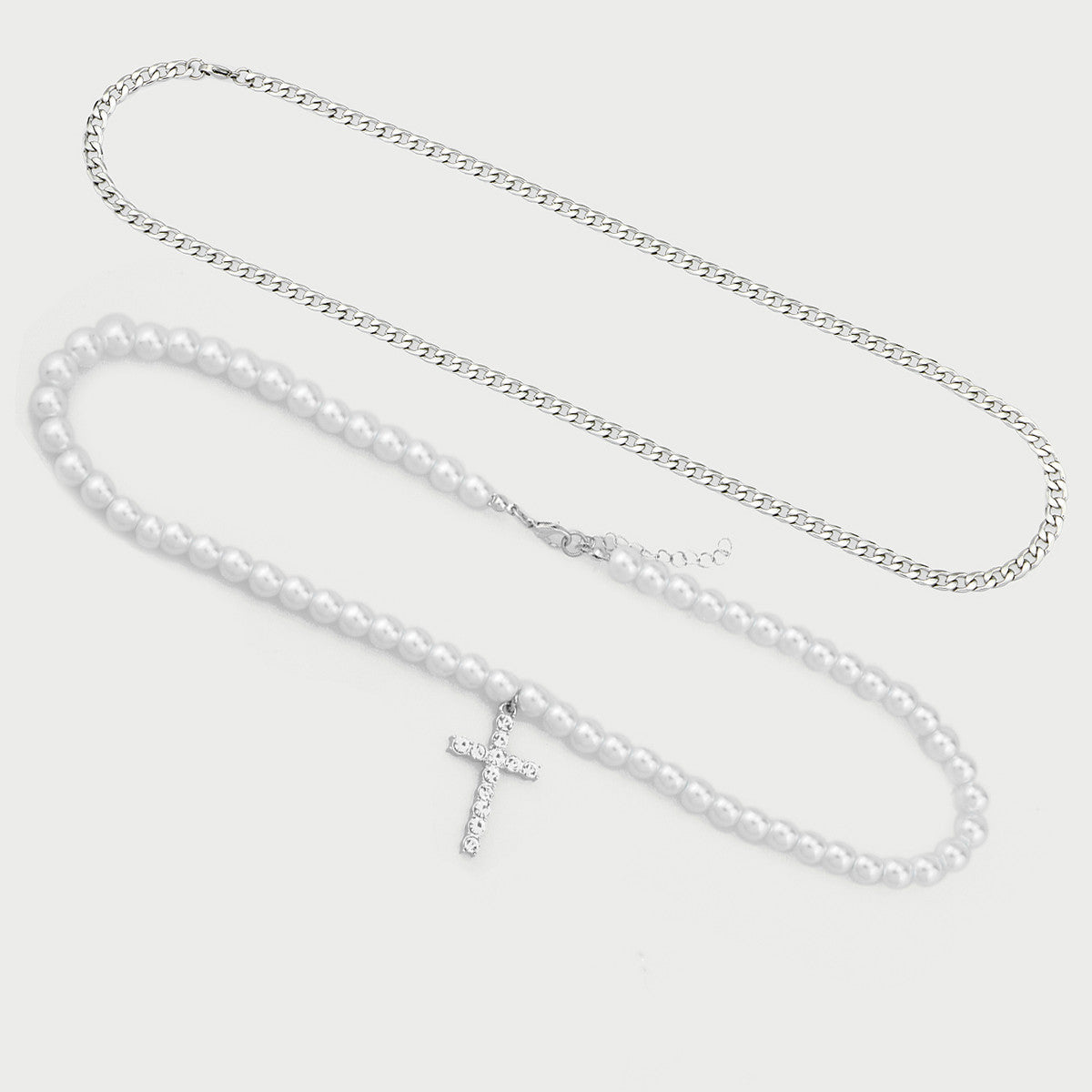 Pearl Cross Necklace Male Hip Hop Ooho