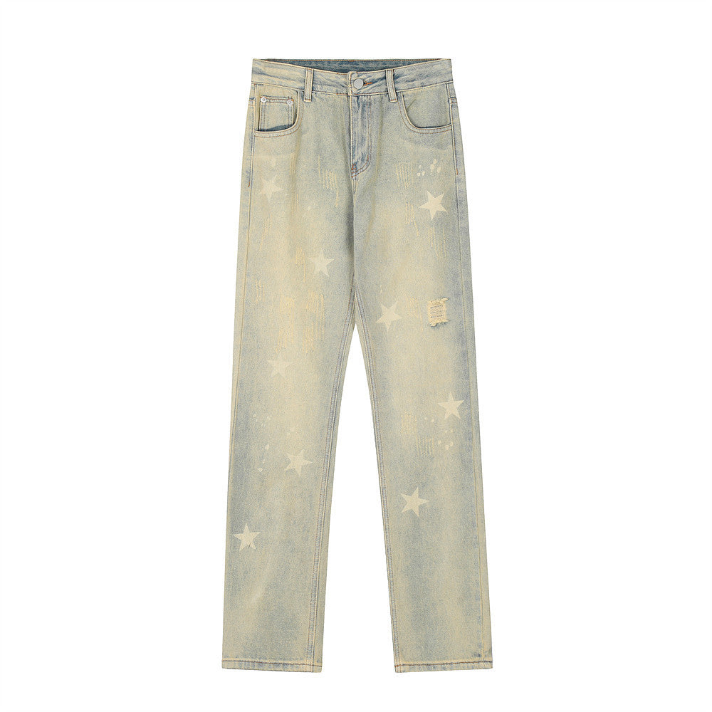 XINGX Printed Straight Jeans For Men Ooho
