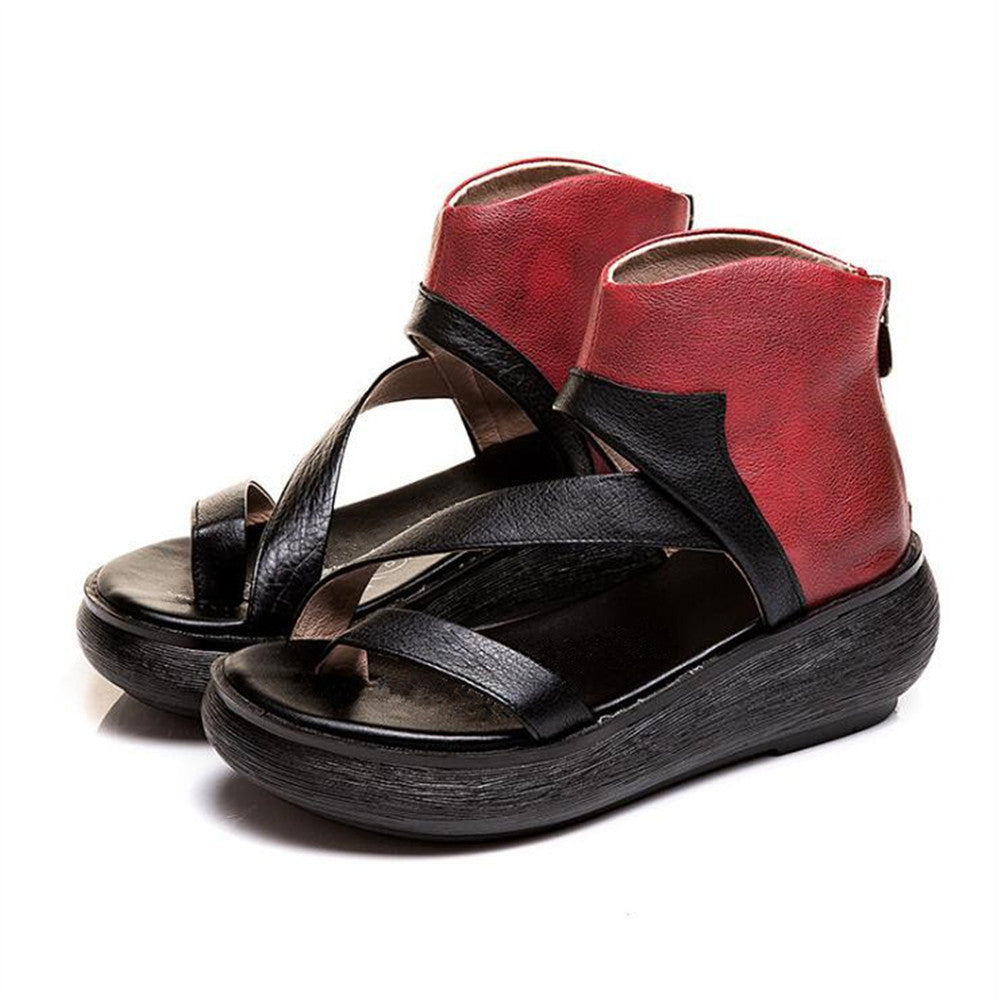 European And American Thick-soled Large Size Flat Color Block Flip-flop Sandals Ooho