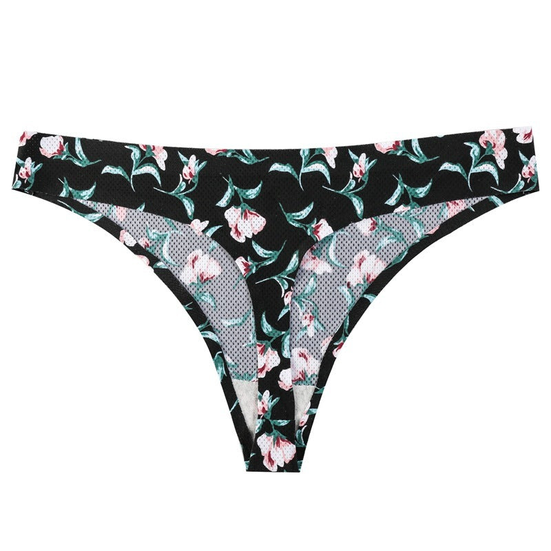 Printed Breathable One Piece Low Waist Thong Women Ooho