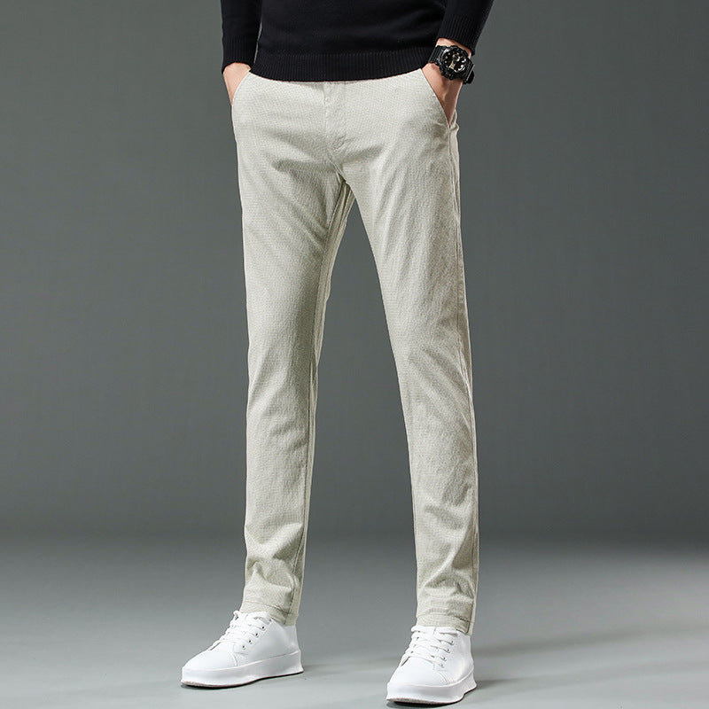 Fine Plaid Stretch Pencil Pants Slim-fit Pants Men Ooho