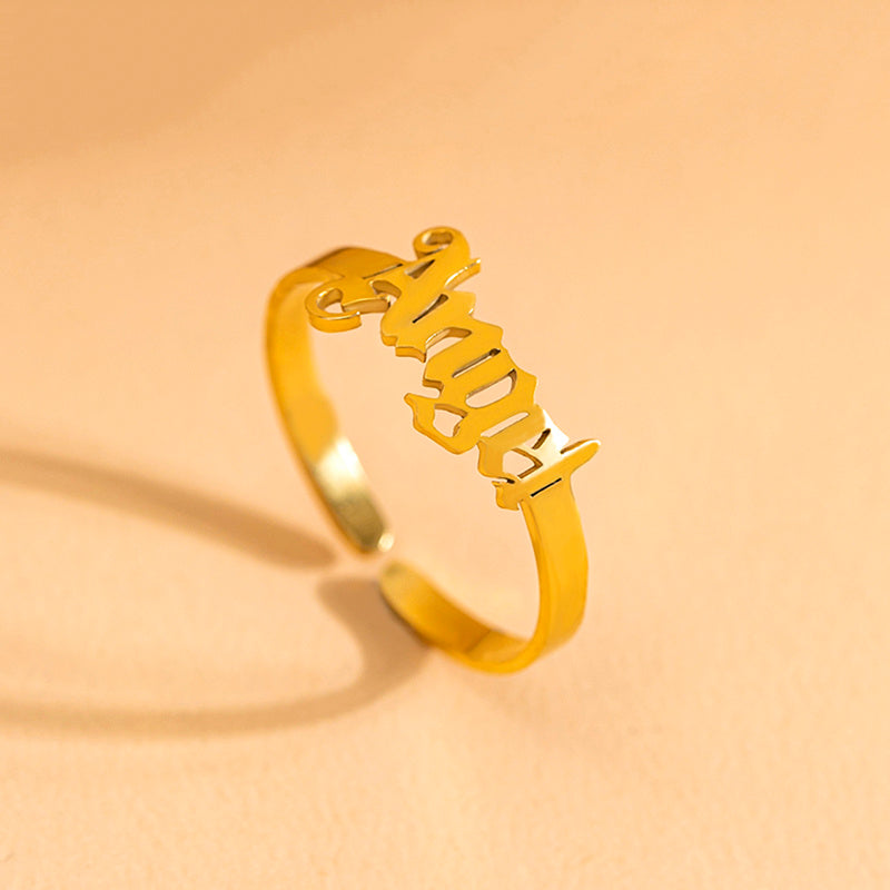 Gold Letter Angel Adjustable Rings For Women Ooho