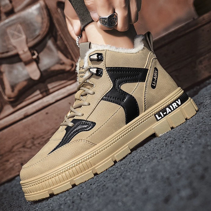 Winter Thickened Velvet Warm Ankle Boots Men Outdoor Subzero Anti-cold Anti-ski Snow Boots Outdoor Casual Walking Running Flat Shoes Ooho