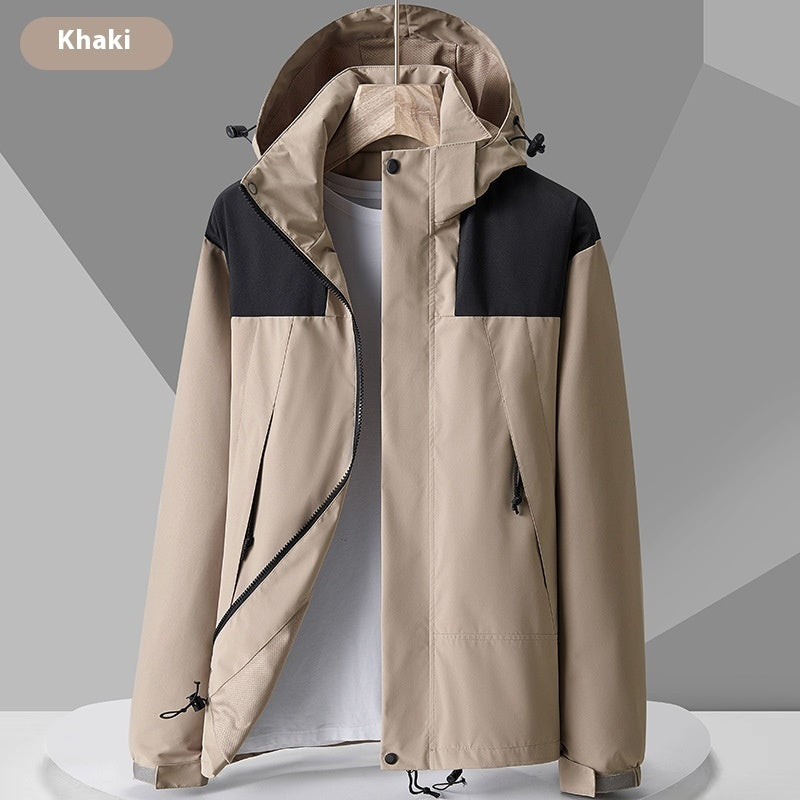 Hooded Windbreaker Unisex Fashion Colorblock Zip-up Jacket With Pockets Waterproof Outwear For Women Men Clothing Ooho