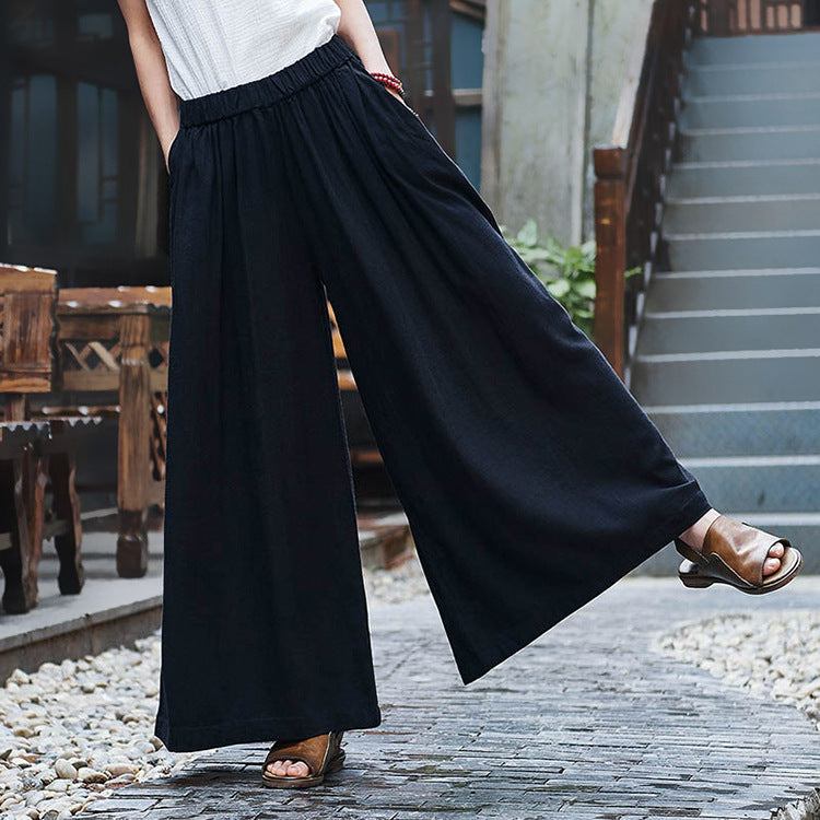 Women’s Linen Stone Washed Slim Fit Travel Culottes | Yoga Lounge Pants Ooho