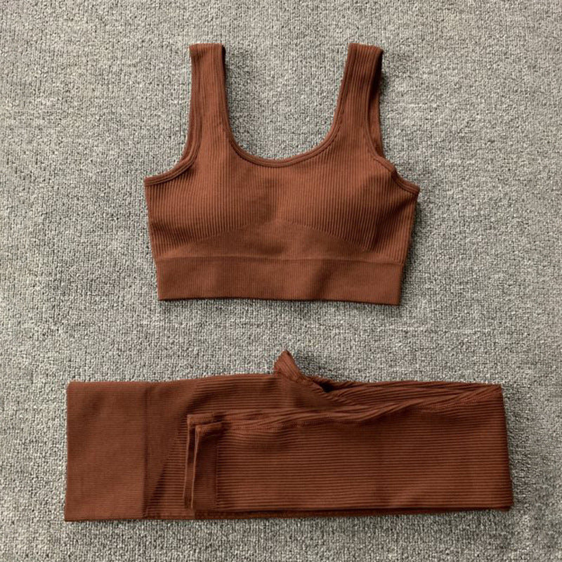 2pcs Seamless Yoga Suit for Women – Thread Bra & Butt Lifting High Waist Leggings Set for Sports & Fitness Ooho