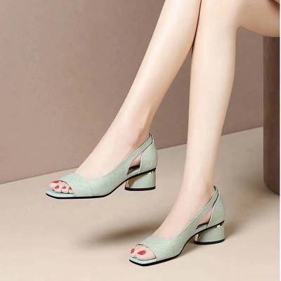 Xia Thick Heel Fish Mouth Shoes Female Stiletto High Heels Ooho