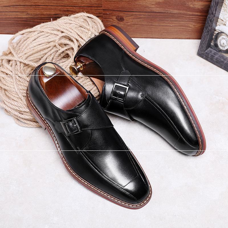 Formal Men's Square Toe Shoes British Monk Shoes