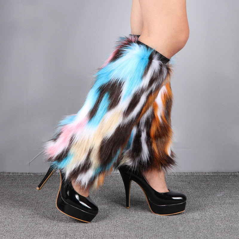 Fashionable Women Knee Pads Winter Fluffy Furry Boots Cover Ooho