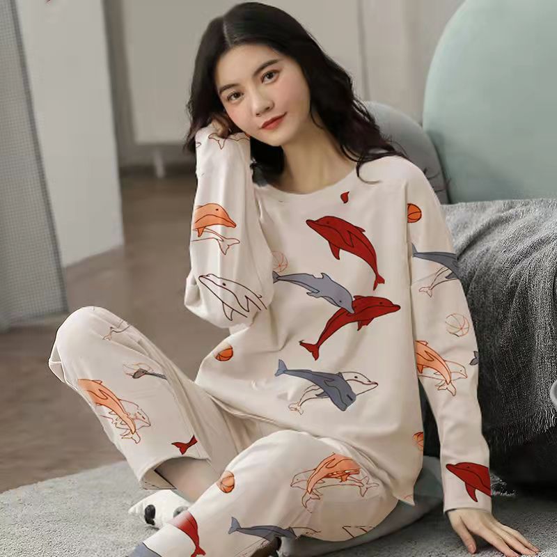 Pajamas Set Women Cute Cartoon Print Sleepwear 2 Piece Lounge Sets Ooho