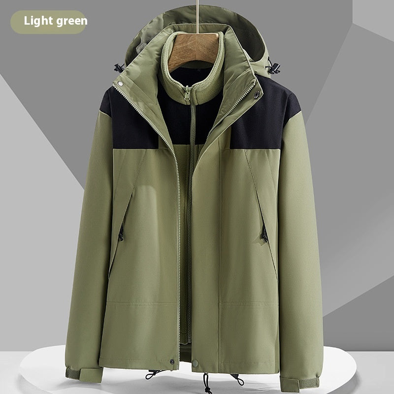 Hooded Windbreaker Unisex Fashion Colorblock Zip-up Jacket With Pockets Waterproof Outwear For Women Men Clothing Ooho
