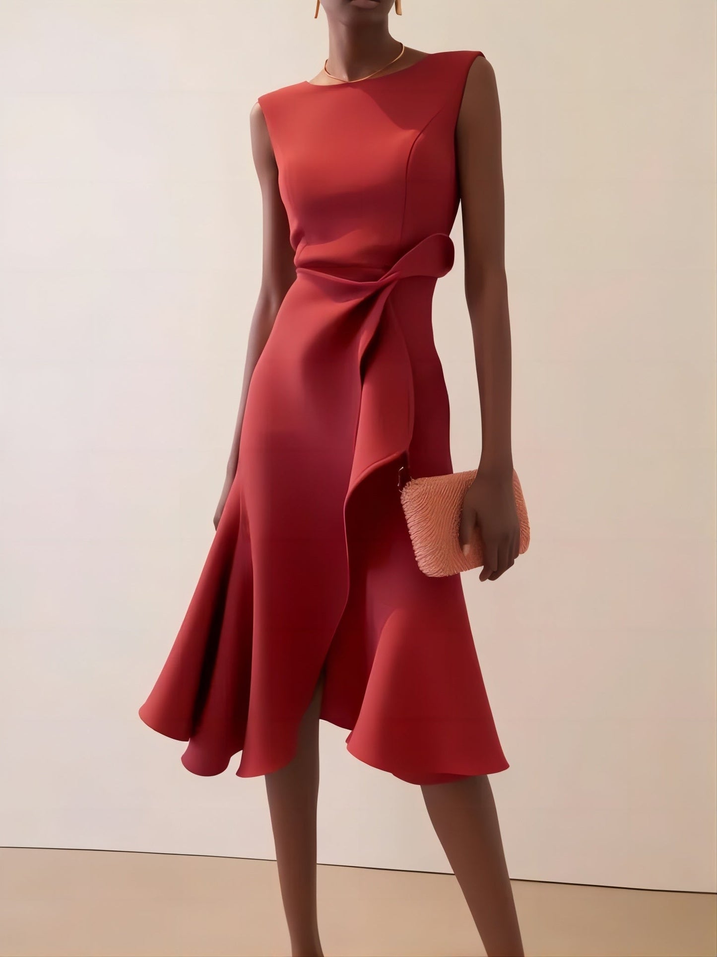 Sleeveless A-Line Waist Twist Dress for Women | Elegant Flowy Summer Dress Ooho