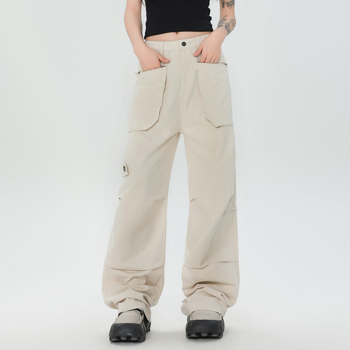 Cotton Loose Straight Cargo Pants Men Ooho