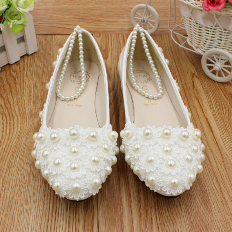 White Wedding Dress Flat Shoes Female Ooho