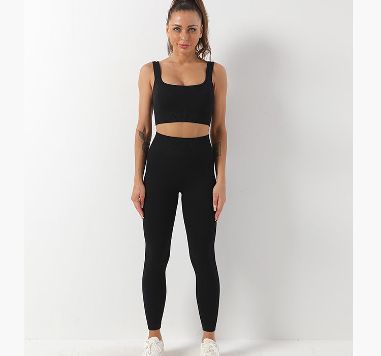 2pcs Seamless Yoga Suit for Women – Thread Bra & Butt Lifting High Waist Leggings Set for Sports & Fitness Ooho