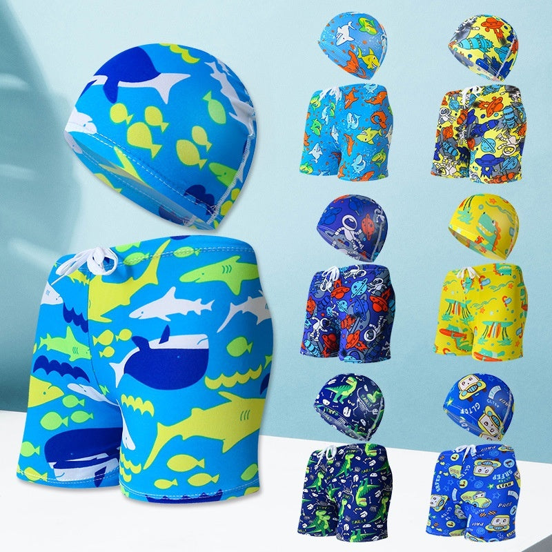 Children's Swimming Trunks Beach Vacation With Swimming Cap Suit Ooho