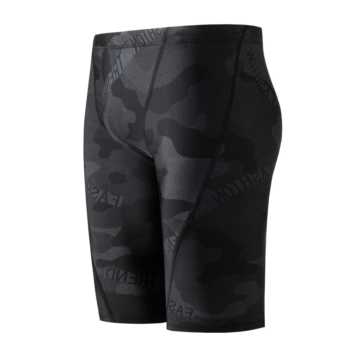 Men's Camouflage Letters Quick-drying Swimming Trunks Swimming Cap Ooho