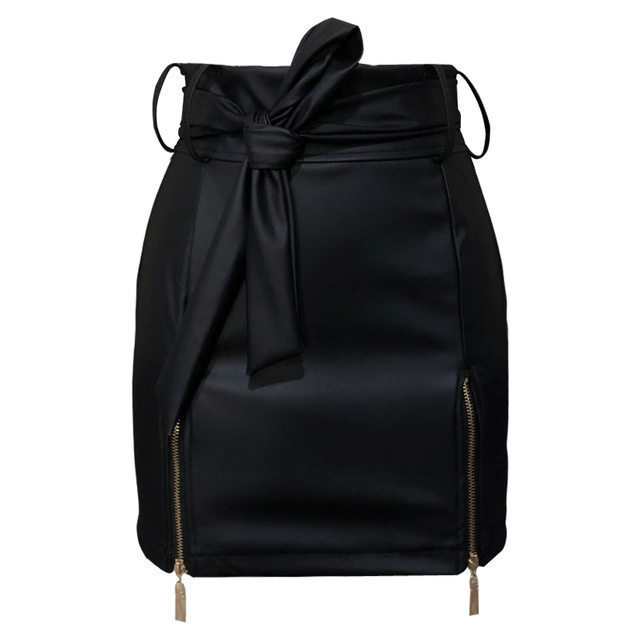 Women’s Bandage PU Leather Mini Skirt | Sexy High Waist Short Skirt for Ladies Ooho