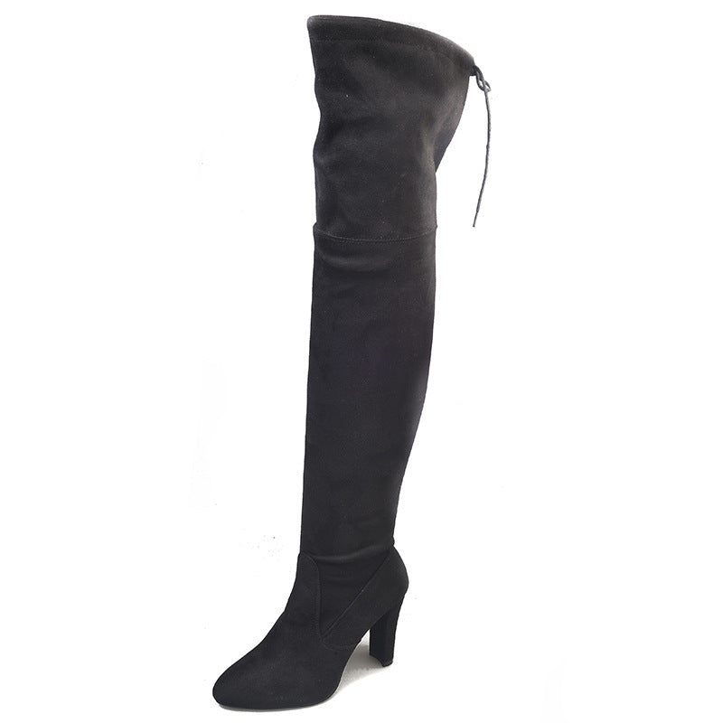 European And American Pointed Thick Heel Over The Knee Boots Stretch Boots Women Ooho