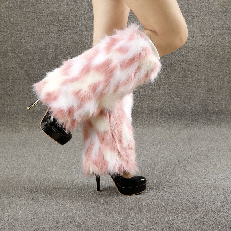 Fashionable Women Knee Pads Winter Fluffy Furry Boots Cover Ooho
