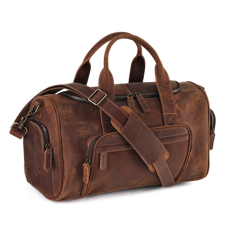 Large Capacity Retro Men Fitness Foldable Luggage Bag Ooho